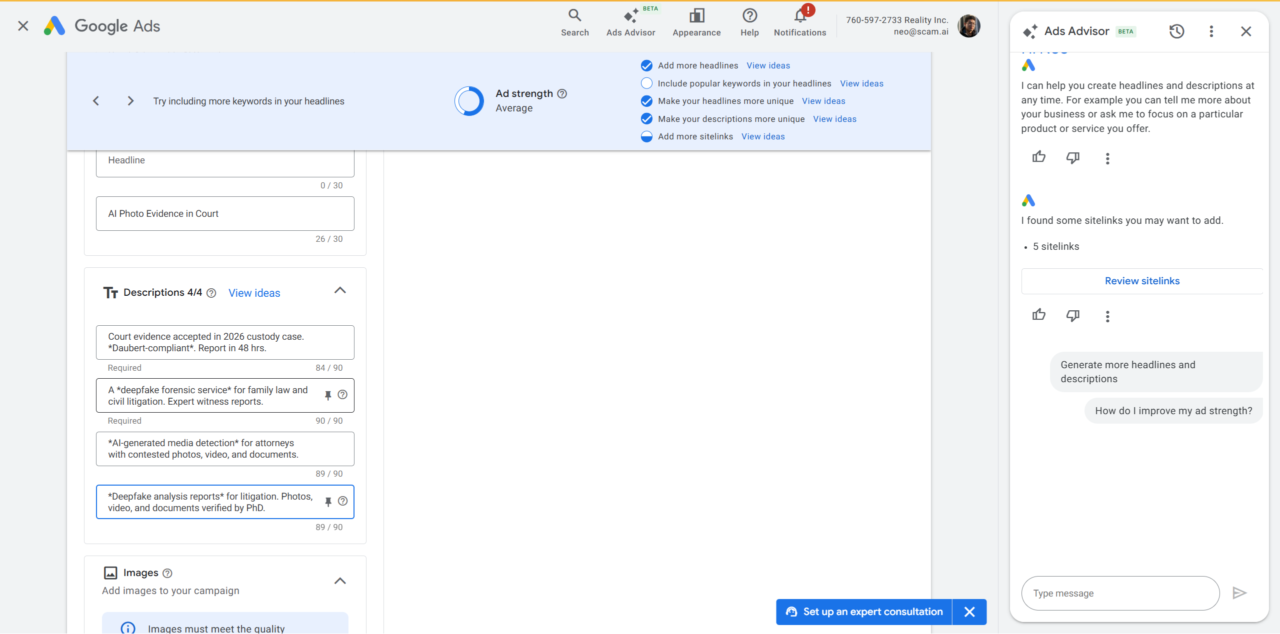 RSA editor — final descriptions applied